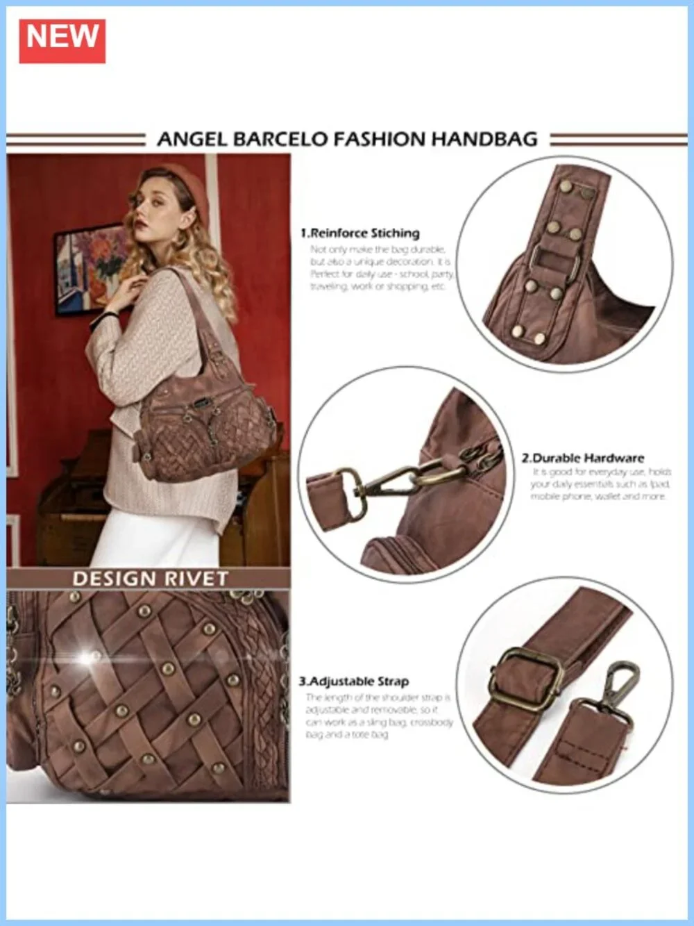 Large Hobo Shoulder Bag Women Anti-Scratch PU Leather Lightweight Tote Purse